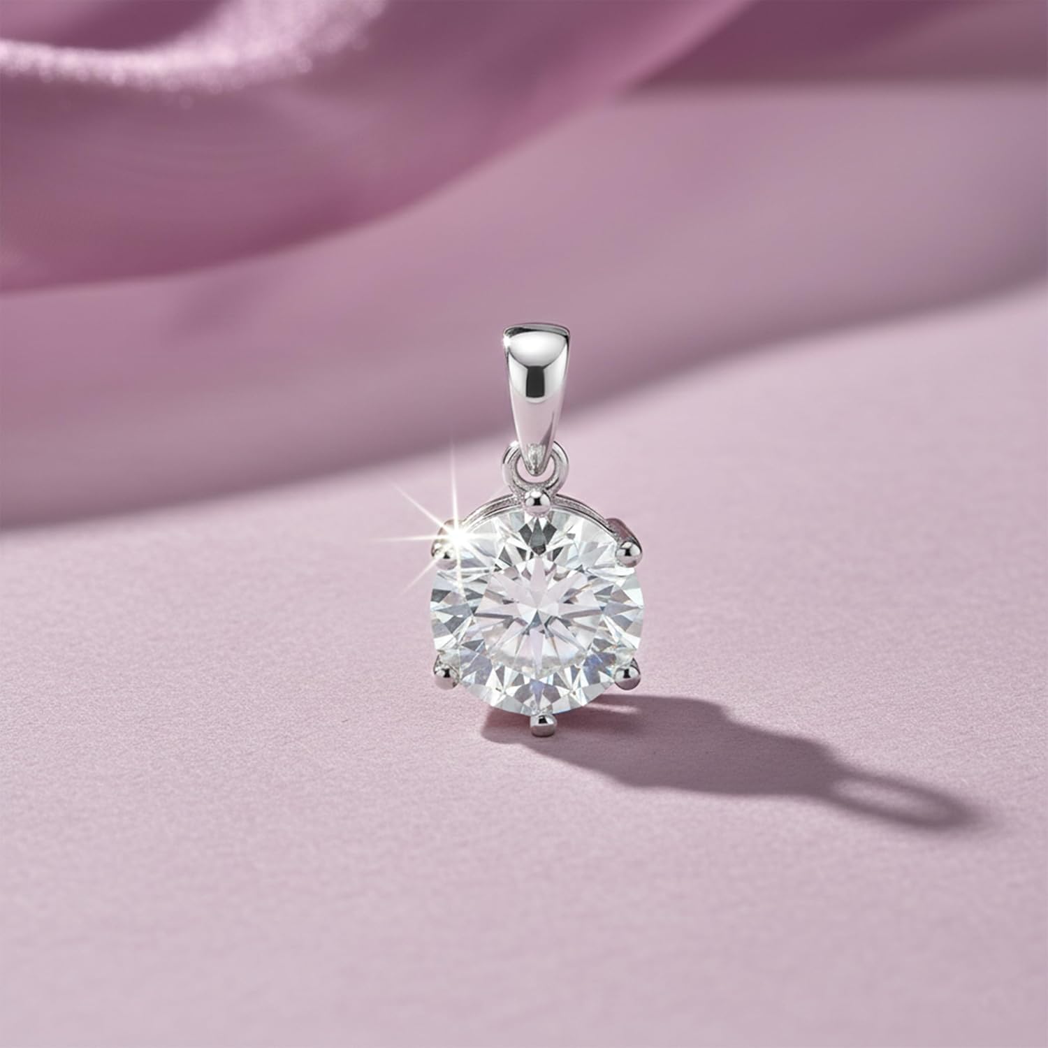 REAL-GEMS 12 Ct Certified Natural Diamond Pendant Necklace for Women 925 Sterling Silver Fine Jewelry Without Chain