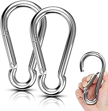 12 x 140 mm Large Carabiner Hook Stainless Steel Pack of 2 Stainless Steel Carabiner Hooks Large for Swing Lanyard DIY Accessories Pulley Boat Camping Travel Fishing