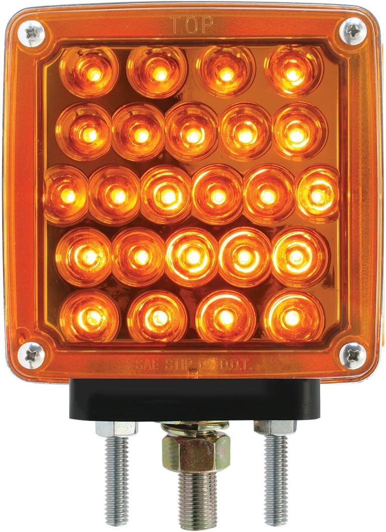 GG Grand General 77621 Amber/Red 4.5" Pearl Square Double Face LED Pedestal Light (for Truck/SUV/RV/Vehicle/Trailer)