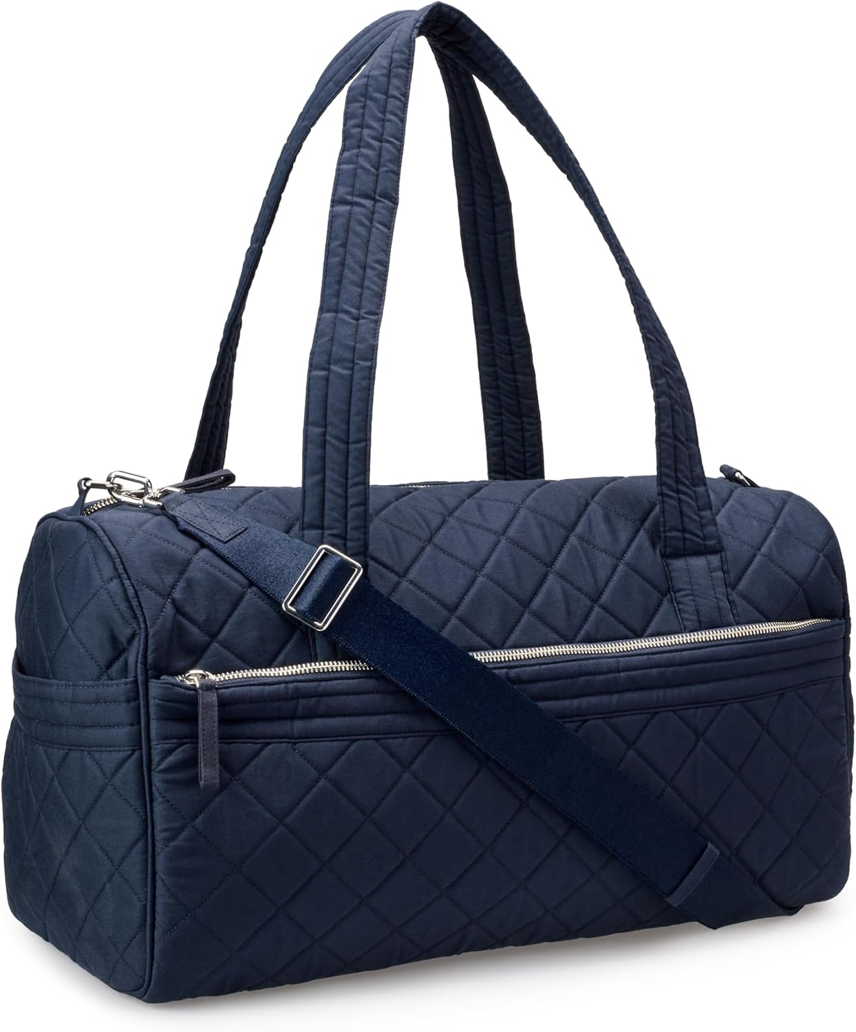 Amazon Essentials Women's Quilted Weekender Duffel Gym Bag with Trolley Sleeve, Navy, One Size