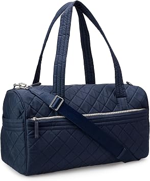 Amazon Essentials Womens Quilted Weekender Duffel Gym Bag with Trolley Sleeve, Navy, One Size