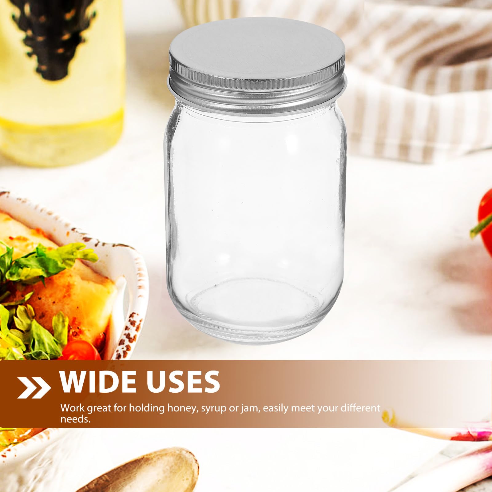 4 Stück Glas Mason Gläser 380ml mit Deckel, Dicht Verschlossen, Vielseitig