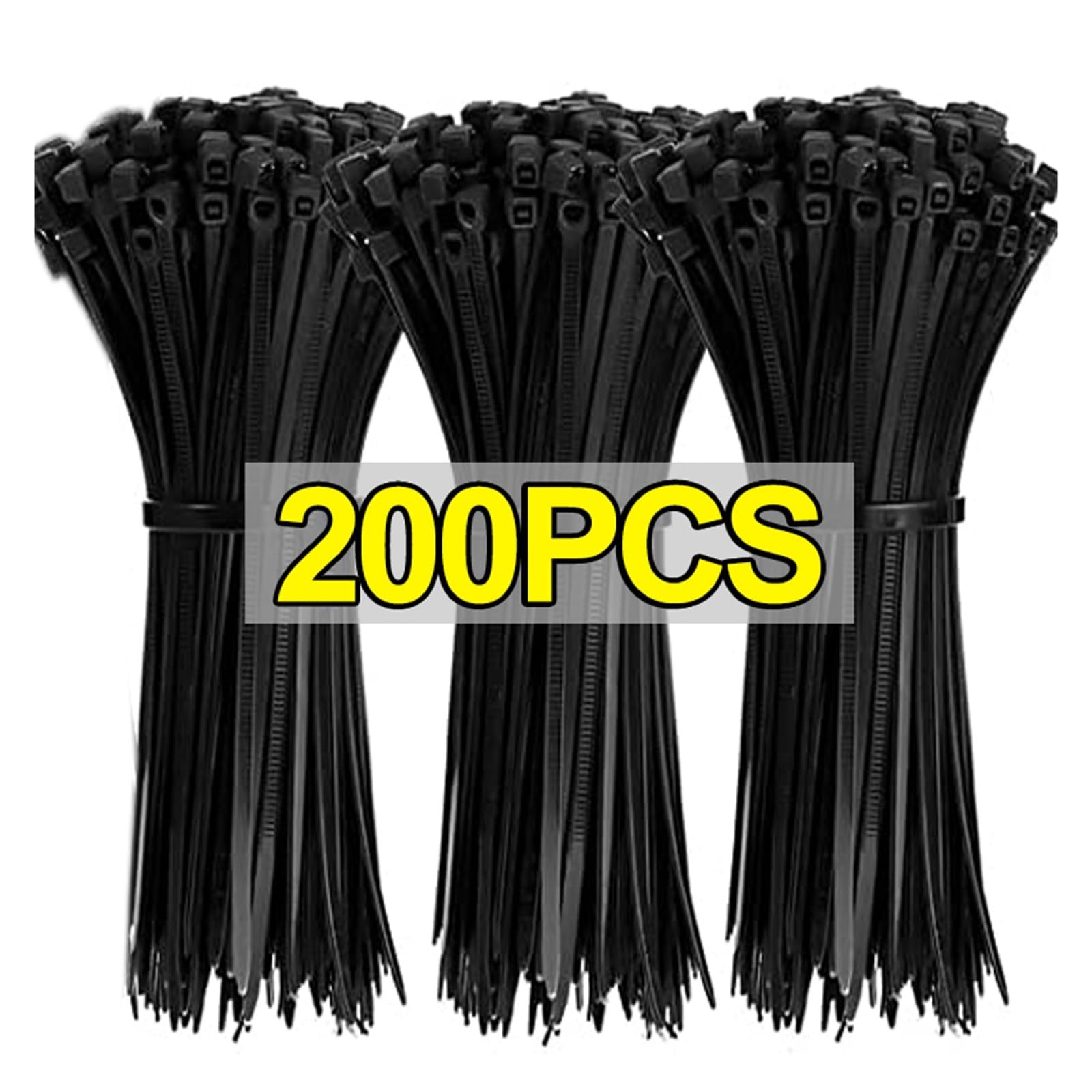Surtido de bridas para cables,Bridas para cables, 200 Uds bridas for cables de nailon autoblocantes correas for encuadernación(White,3x150mm)