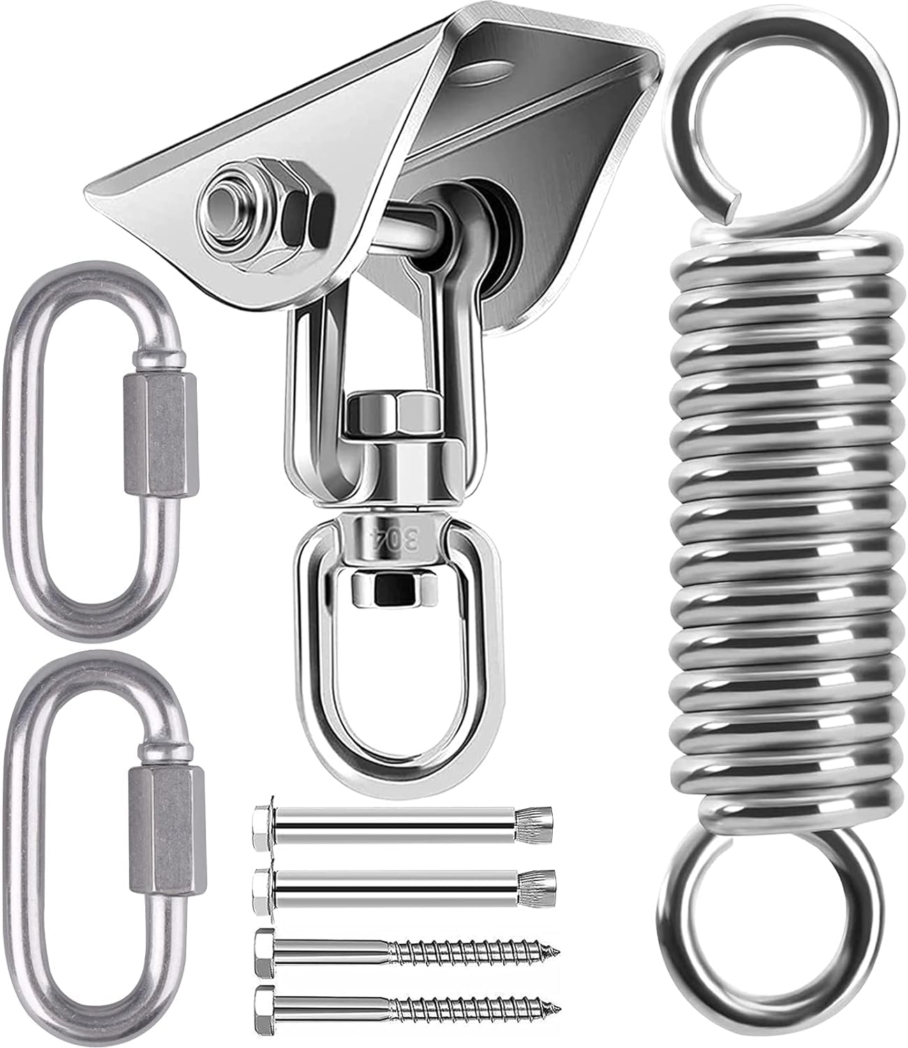 Skade 2 Pack Hammock Hanging Kit, Suspension Hooks 1000lb Capacity Heavy Duty Swing Hangers 360° Rotate Swing Ceiling Hook for Porch Swing Chair Yoga Tree Sandbag Indoor Outdoor Gym (2 Pack+ Spring)