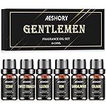 Gentlemen\'s Essential Oils Set - 6x10ML Mens Fragrance Oil for Candle Making, Diffuser - Sandalwood, Cedar, Leather, Sweet Tobacco, Bay Rum, Cologne Aromatherapy Oils for Men