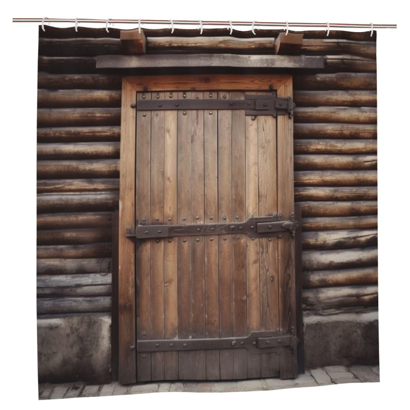 Rideau de douche effet bois imprimé rustique étanche lavable pour décoration salle de bain moderne