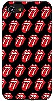 Vista 18 de Carcasa negra para iPhone 16 Rolling Stones Classic Tongue Logo Repeat