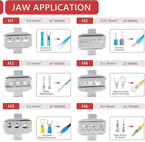 Miniatura 9 de Newdeli Herramienta de crimpado Deutsch Tamaño 16 Herramienta de conector Deutsch 4 vías sangría 8 Tipo de impresión Crimpadora de barril cerrado 14
