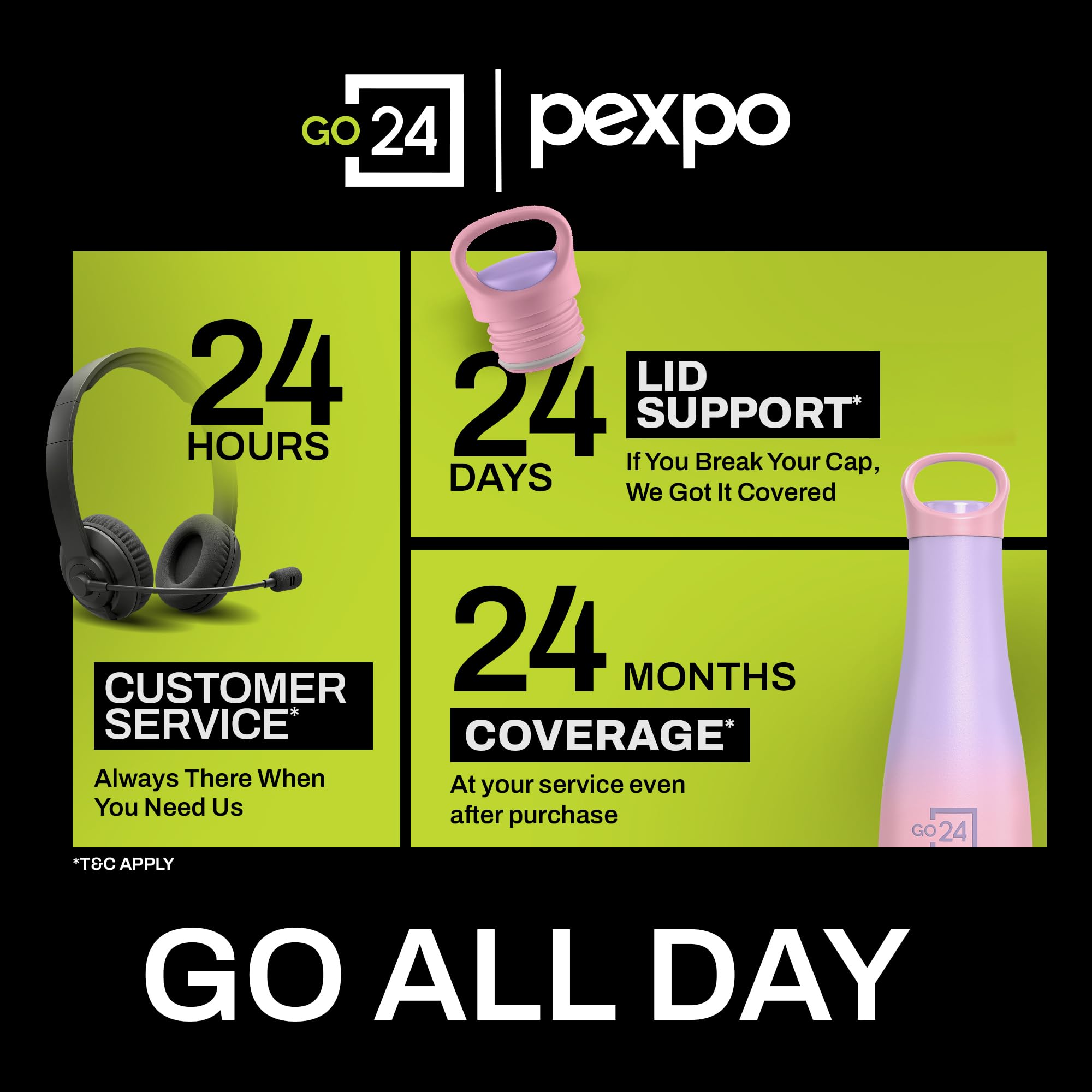 Go24 pexpo Stainless Steel Water Bottle Morocco Pink-Purple Ombre 600ml 1