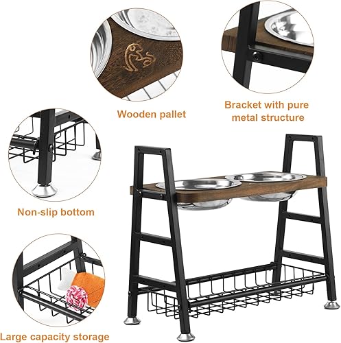 Miniatura 2 de Vanansa Cuencos elevados para perros, cuencos elevados de comida para perros, cuencos elevados ajustables para perros pequeños, medianos y grandes