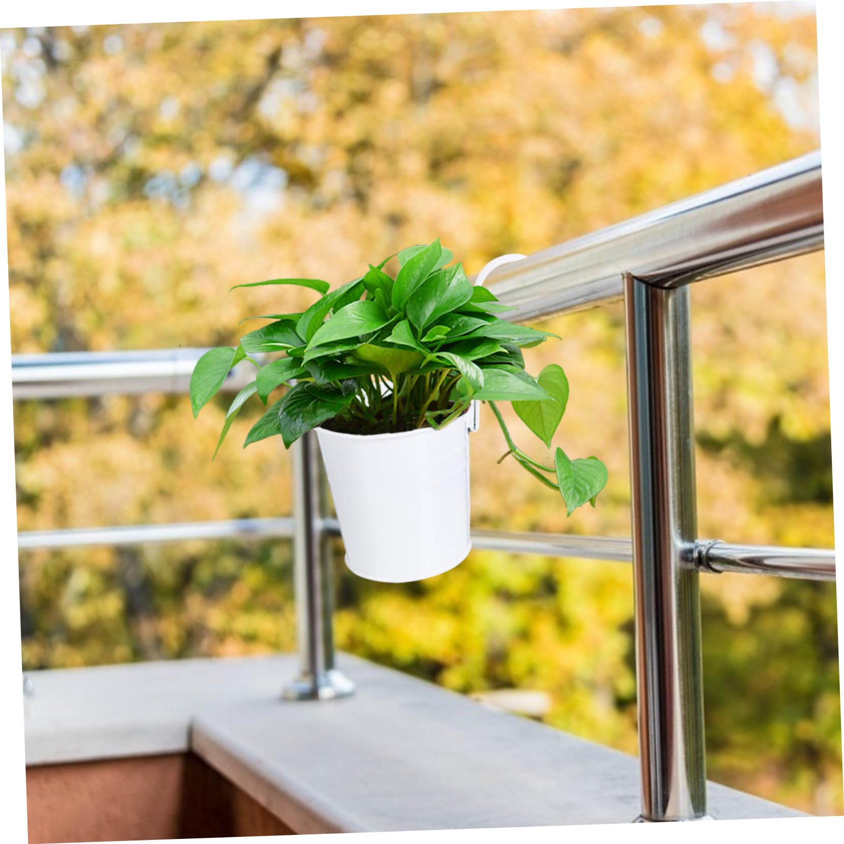 VICASKY Vasi da Fiori Sospesi 8 Pezzi Gancio Staccabile e Foro di Drenaggio in Ferro Bianco per Balcone Giardino e Recinzione