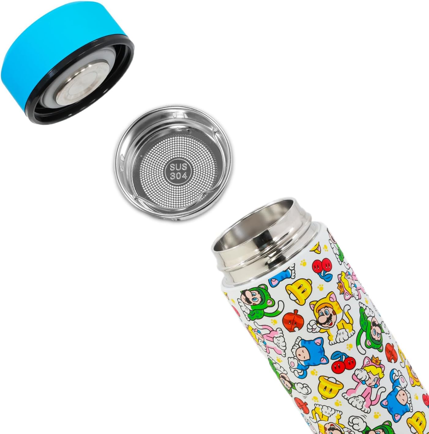 Super Mario Water Bottle Set with Infuser and Strainer – Bundle with Insulated Drinking Bottle Plus Stickers Activity Book, More | Mario Drinking Cup - Image 2