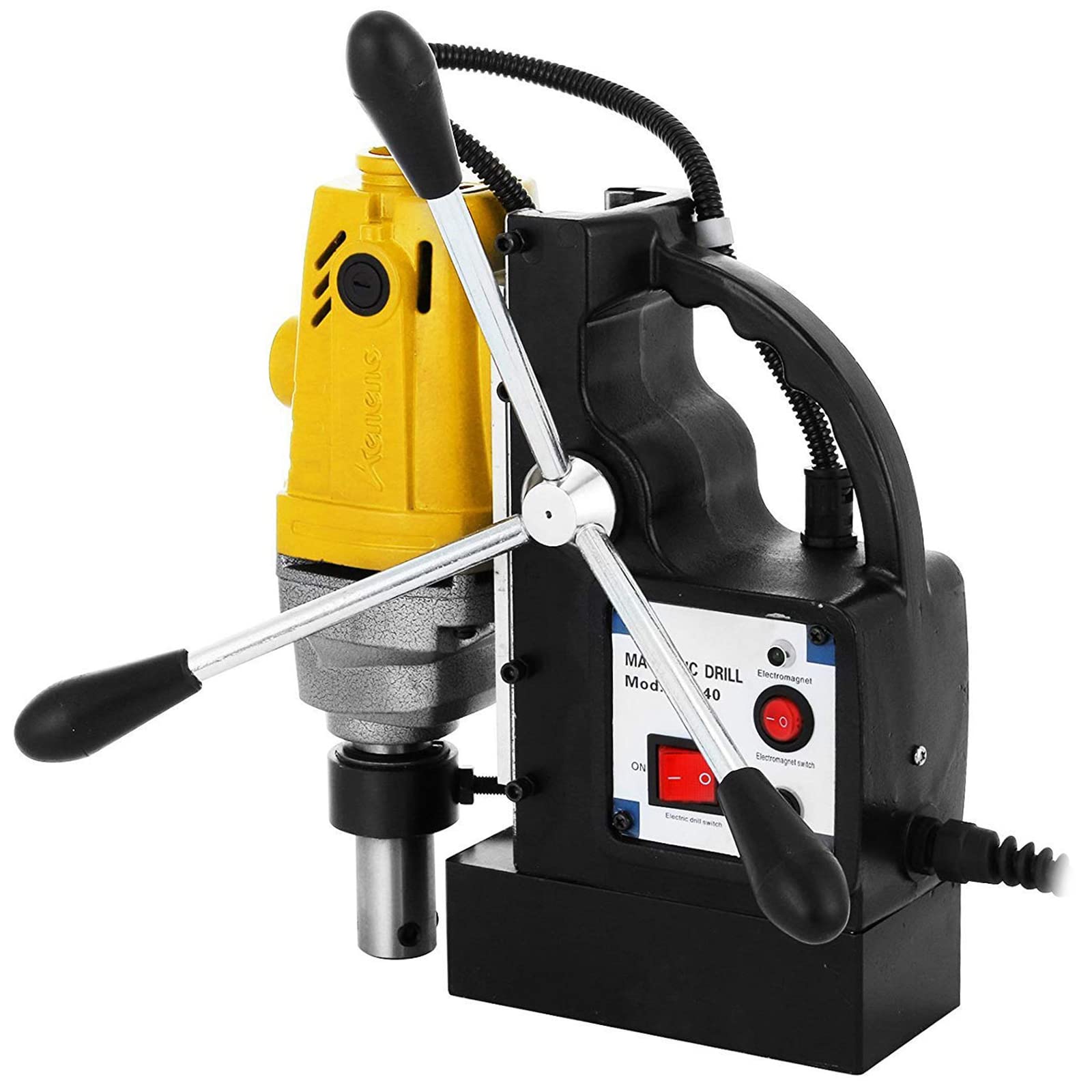 VEVOR Trapano Elettrico Magnetico MD40, Motore del Sistema di Perforazione Magnetico ad Alta Potenza 1100 W, 220 V, 50 Hz, con Set 6 Frese In HSS, Usato per Strutture in Acciaio, Costruzioni Navali