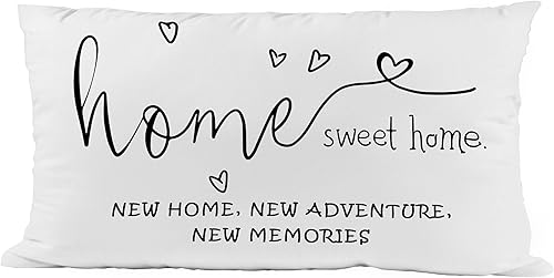 Home Sweet New Adventure Memories - Fundas de almohada decorativas y suaves, 20 x 12 pulgadas, regalo de inauguración de la casa