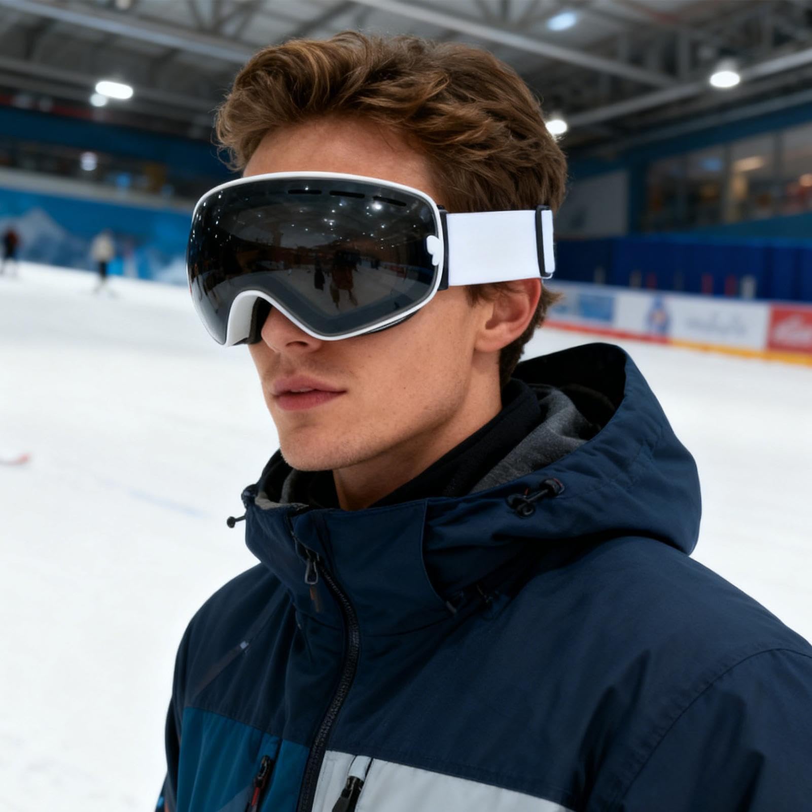 Gogle śnieżne – okulary chroniące przed promieniowaniem UV, gogle snowboardowe, przeciwmgielne, z regulowanym paskiem, do sportów na świeżym powietrzu, roweru, jazdy na nartach, snowboardzie, dla