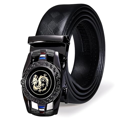 Barry Wang Designer Mens Belts Leather Ratchet 1 3 8 Adjustable Sliding Buckle Dress Belt Automatic Strap Golf