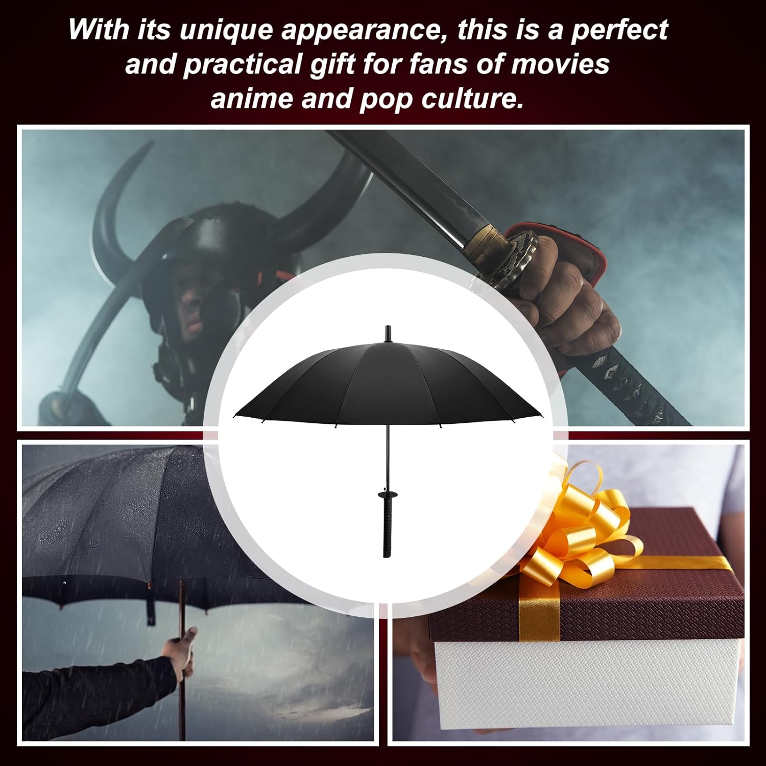 Talltalk Samurai Umbrella Semi-automatic Katana Sword Umbrella Gifts for Men Women Cosplay Decoration Travel Birthday Windproof Sun and Rain Protection Outdoor Umbrellas - Image 7