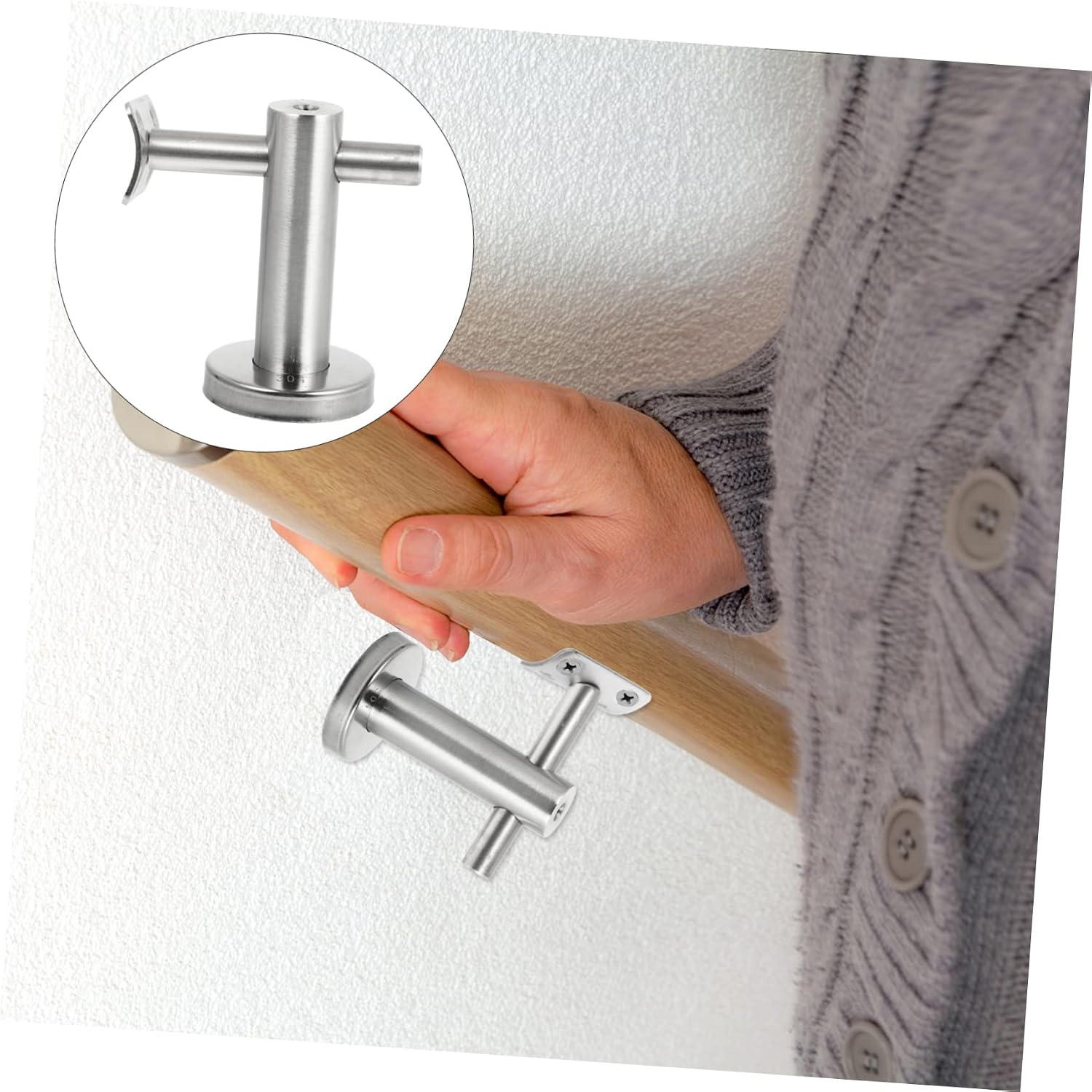 UPKOCH 1pc Wall Mount Handrail Bracket for Stair Railing Support Banister Bracket for Corridors and Stairs Elegant Decorative Design Easy Installation