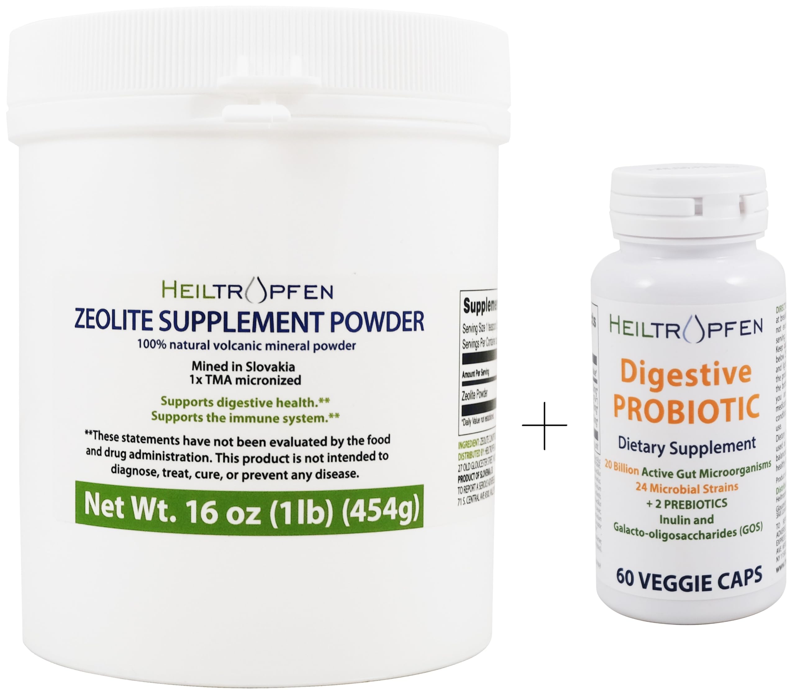 Heiltropfen Bundle/Set | Zeolite Powder 1 Pound Activated + Digestive Probiotic/Prebiotic