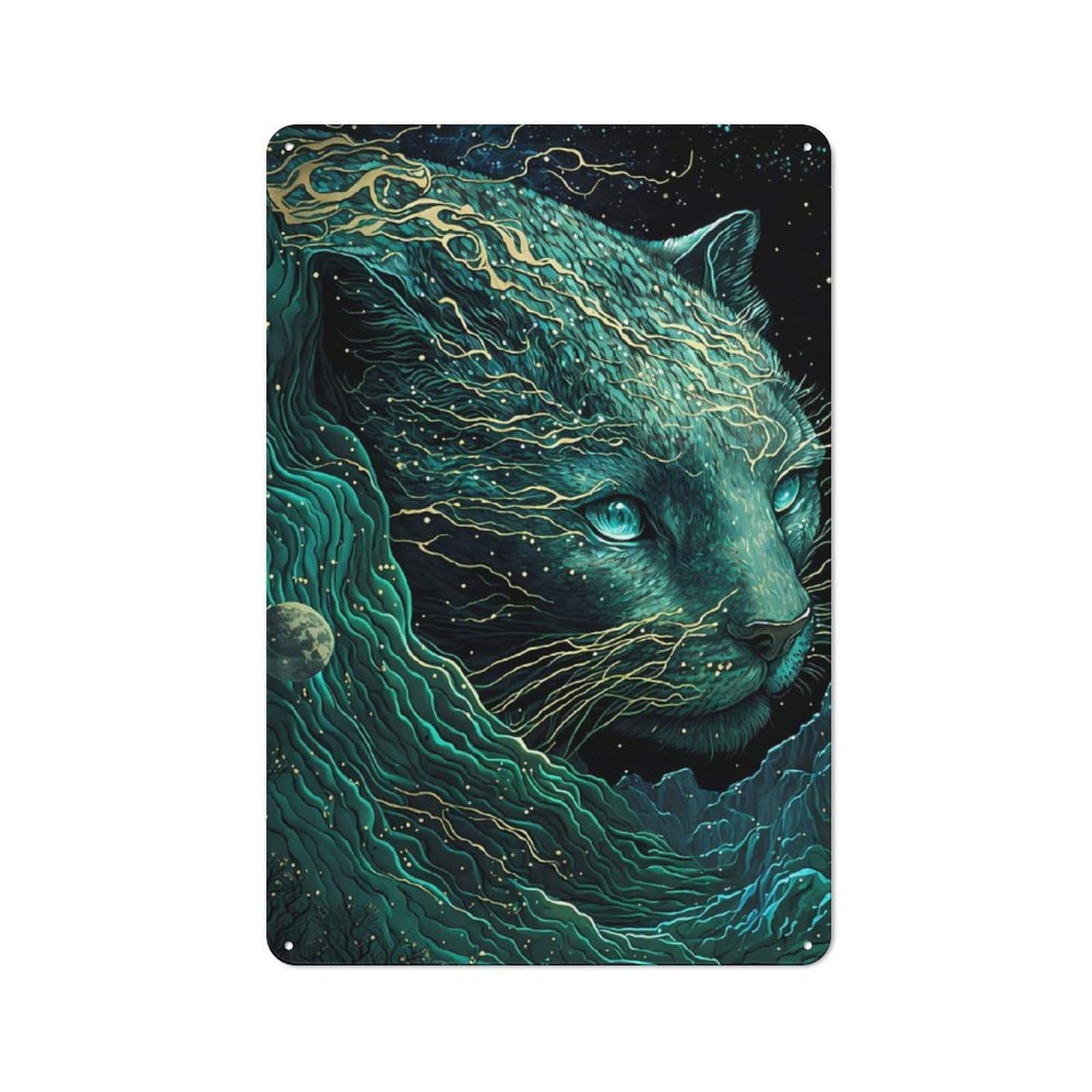 Junmoney Cougar Friendly Metal Wall Decor 30X20cm, Decorative Metal Plaque For Coffee Bar, Small Shop Or Dining Room