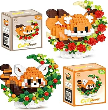 Red Panda Animal Building Blocks, 2 Cute Animals Micro Blocks Set- Gift for Adults and Children, Animal Micro Building Blocks Suit For Children 3+ Years Old