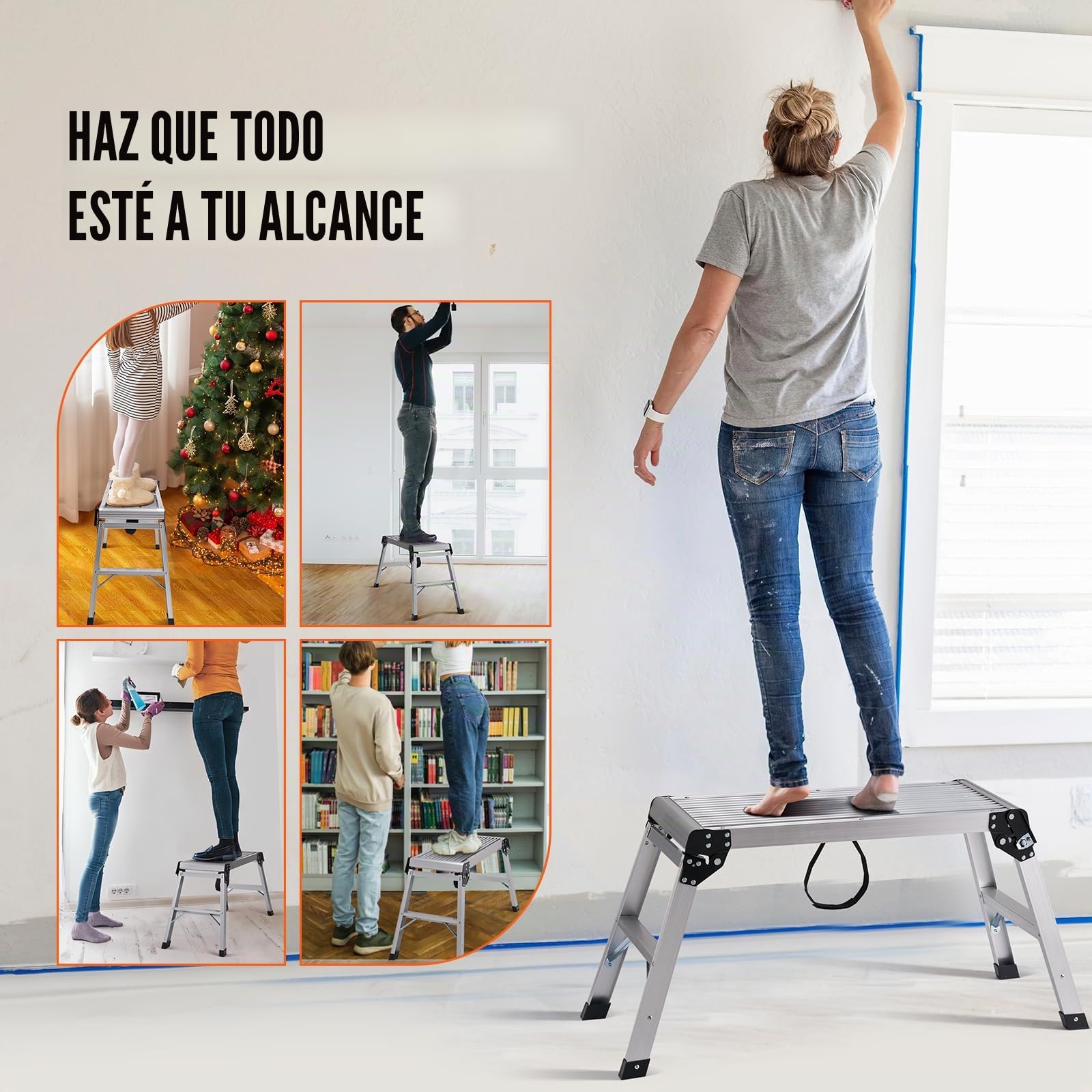 VEVOR Plataforma de Trabajo Plegable 150 kg 76 x 30 x 50,8 cm Aluminio Antideslizante