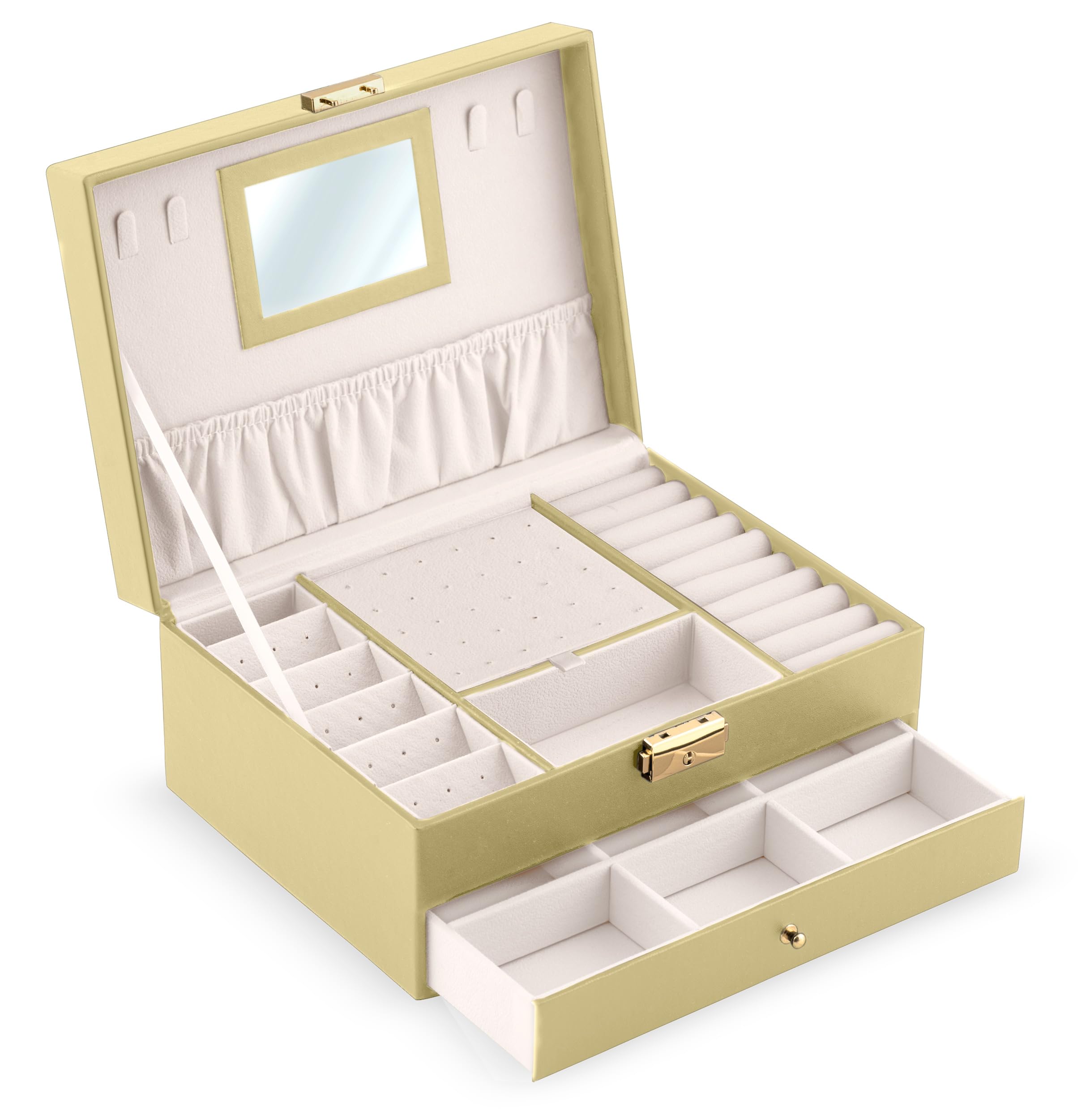 Boîte à bijoux dorée : le cadeau idéal avec miroir pour la fête des mères