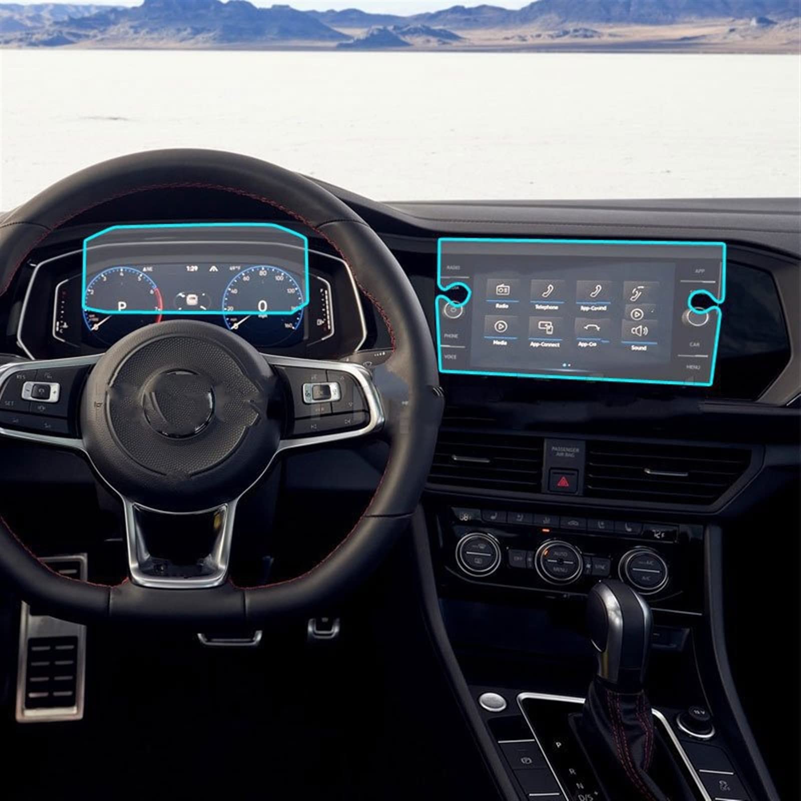 Auto Navigation Gehärtetes Glas LCD-Bildschirm Schutzfolie Aufkleber Schutz Für VW Jetta SEL 2019 2020 2021 Armaturenbrett(C)