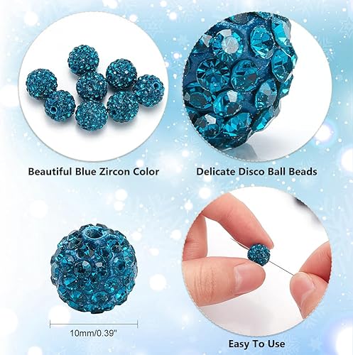 Miniatura 205 de Pandahall - Bolas de arcilla de 10 mm, tipo discoteca con 100 unidades, cuentas de polímero de arcilla con diamantes de imitación, creaciones