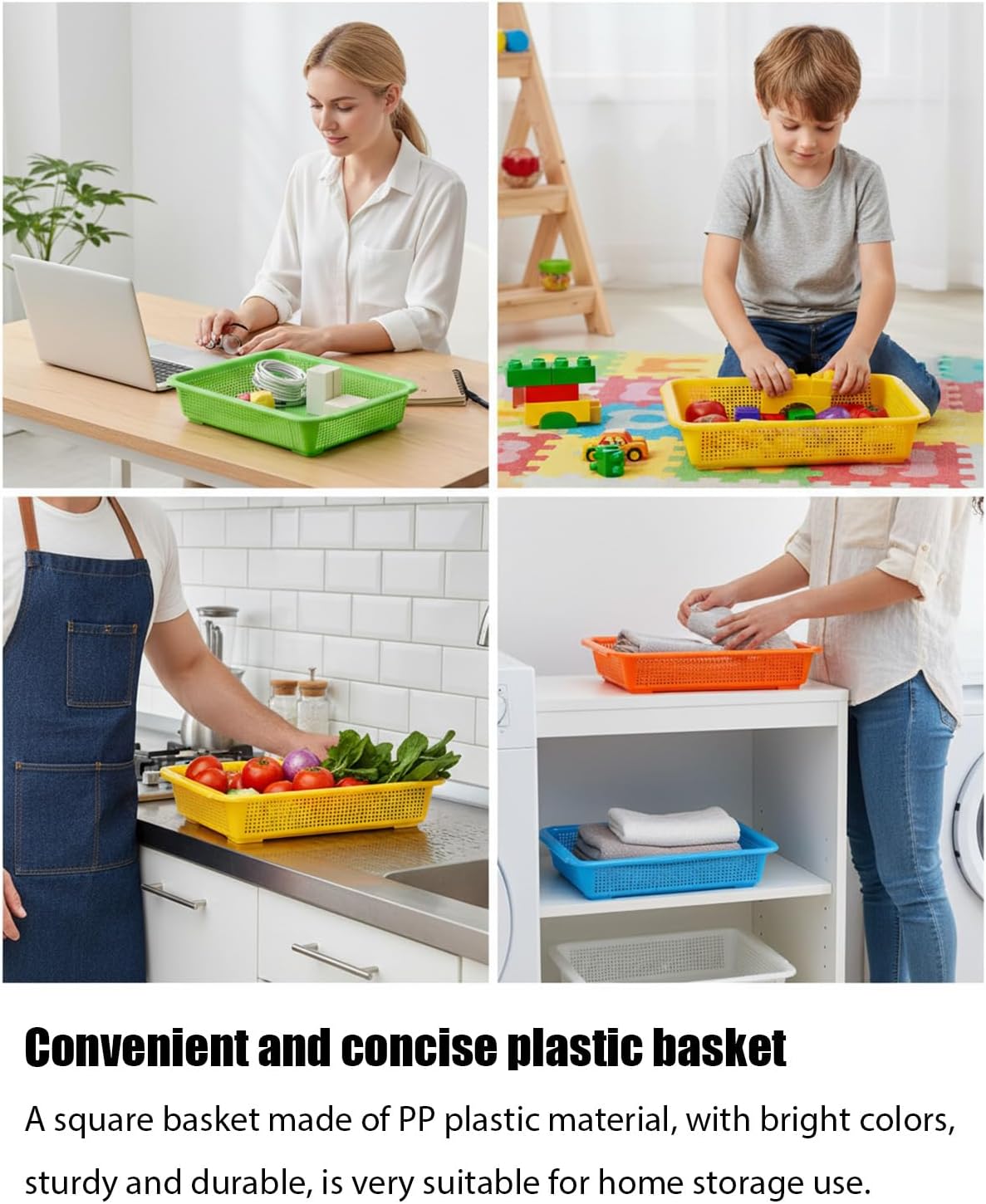 Plastic Storage Baskets, 20 Pack Rectangular Flat Bottom Organizer Bins, Small Toy Storage Basket, Multipurpose Classroom Storage Containers for Home & Office, 11.8 x 8.6 x 2.3 Inch