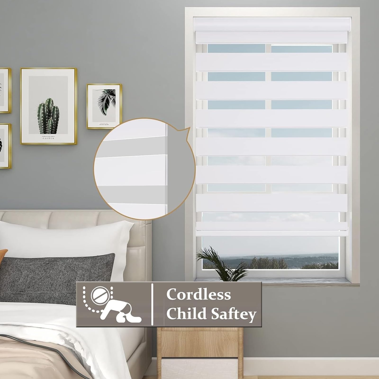 Blindecor Indus Sensa attrezzi Tenda a rullo a doppio strato senza perforazione Colore Celeste
