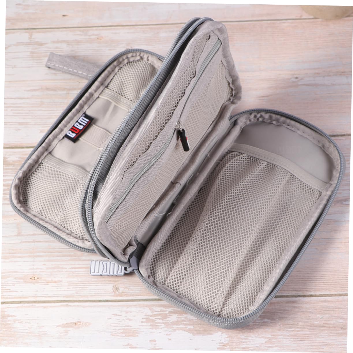 BESTonZON 3pezzi Borsa Da Viaggio Per Cavi Dati e Accessori Borsa Di Stoccaggio Digitale Doppio e Shockproof Con Design Zip e Anello Di Appendimento Grigia