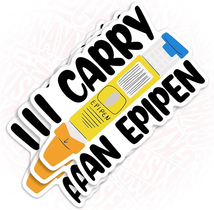 Amazon.co.jp: (3枚) I Carry a Epipen ステッカー アレルギー