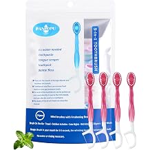 Disposable Toothbrush 4inch 5-in-1 Toothpaste Bead 26 pcs Peach