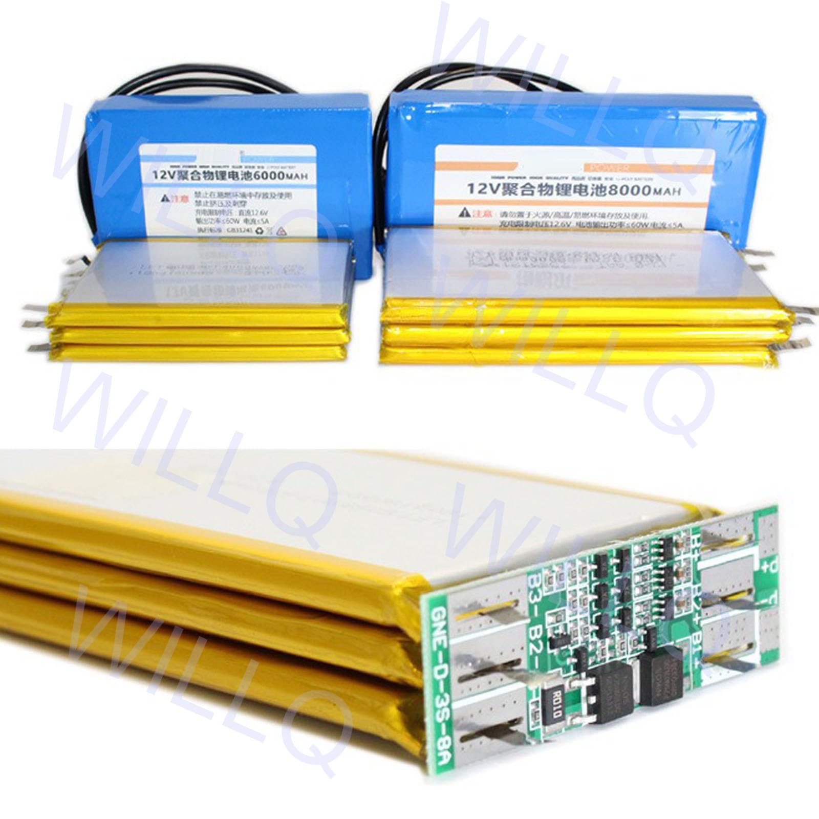 12-Volt-Polymer-Lithium-Ionen-Akkupack DC 12V 6Ah 8Ah 10Ah 12Ah 16Ah 20Ah Wiederaufladbarer Li-Po-Akku