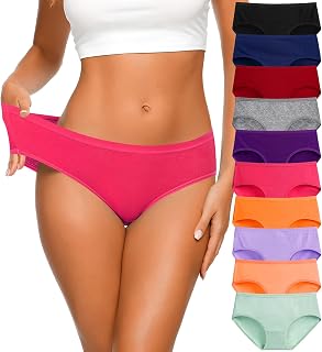 Women's Cotton Bikini Panties, High-Cut Full Coverage Stretch Cool Underwear for Women