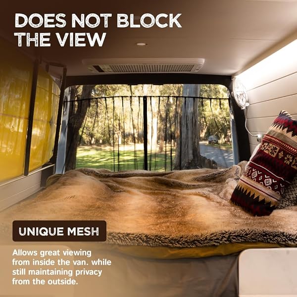 Living in a Bubble Van Bug Screen for Standard Roof Mercedes Benz Sprinter and Ford Transit, Universal Size Rear Door Flyscreen Mosquito Net, Center Zipper Closure by Living in a Bubble - Image 7
