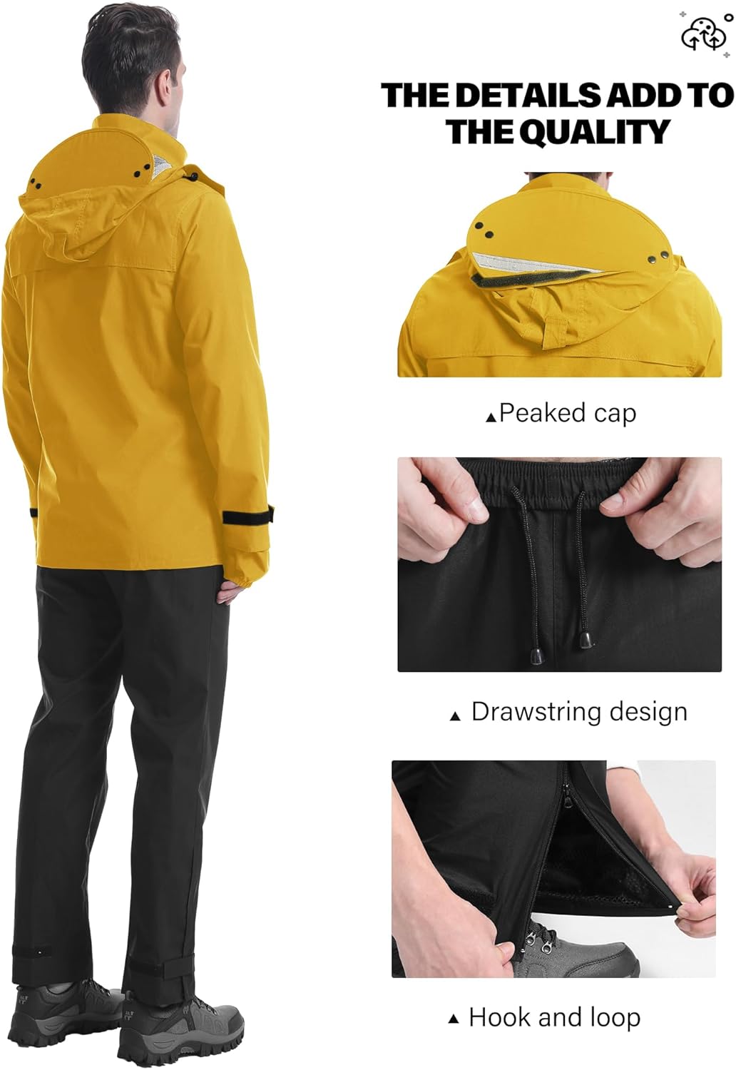 iCreek Rain Suit Waterproof Jacket with Pants 2 Pieces Breathable Lightweight Packable Raincoat with Hooded Rain Gear Unisex - Image 5