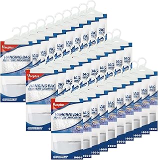 Vacplus Moisture Absorbers 30 Pack, Fragrance Free Hanging Humidity Packs with Sturdy Hook, Effective Closet Dehumidifier for Bathroom, Laundry Room, Basement, 9.8Oz