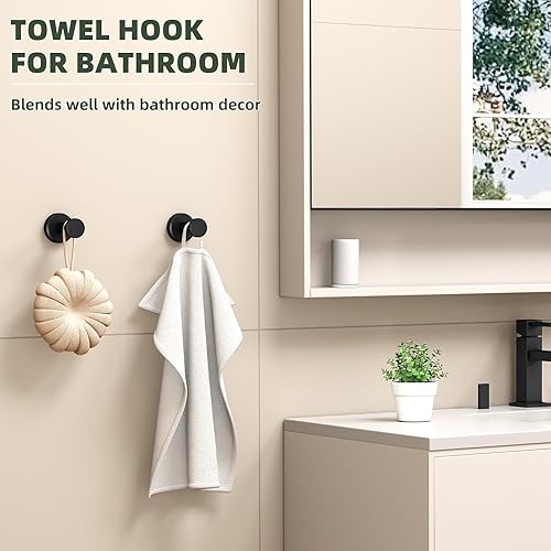 Miniatura 2 de APLusee Gancho para toallas de baño, paquete de 2 ganchos redondos de acero inoxidable, colgador de bata de abrigo, decorativo contemporáneo para