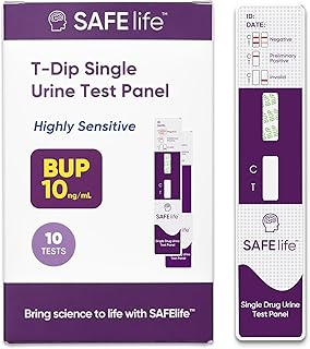 Safe Life [10 Pack] Buprenorphine (BUP) Single Panel Urine Drug Test, Highly Sensitive, Cut-Off Level of 10 ng/ml, Fast Result Within 5 Mins