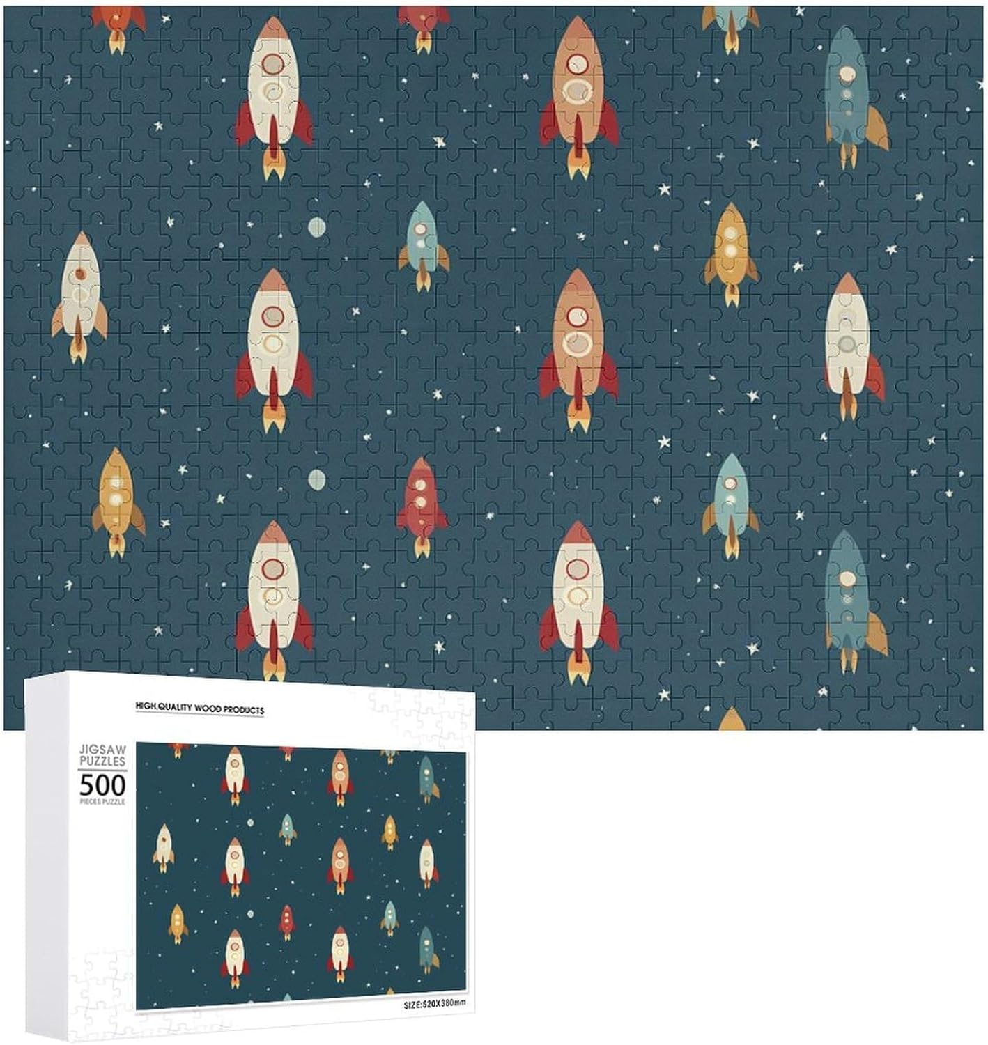 Rocket Galaxy Starry Sky Puzzles for Adults 500 PCS Wooden Jigsaw Puzzle Wall Decor Christmas