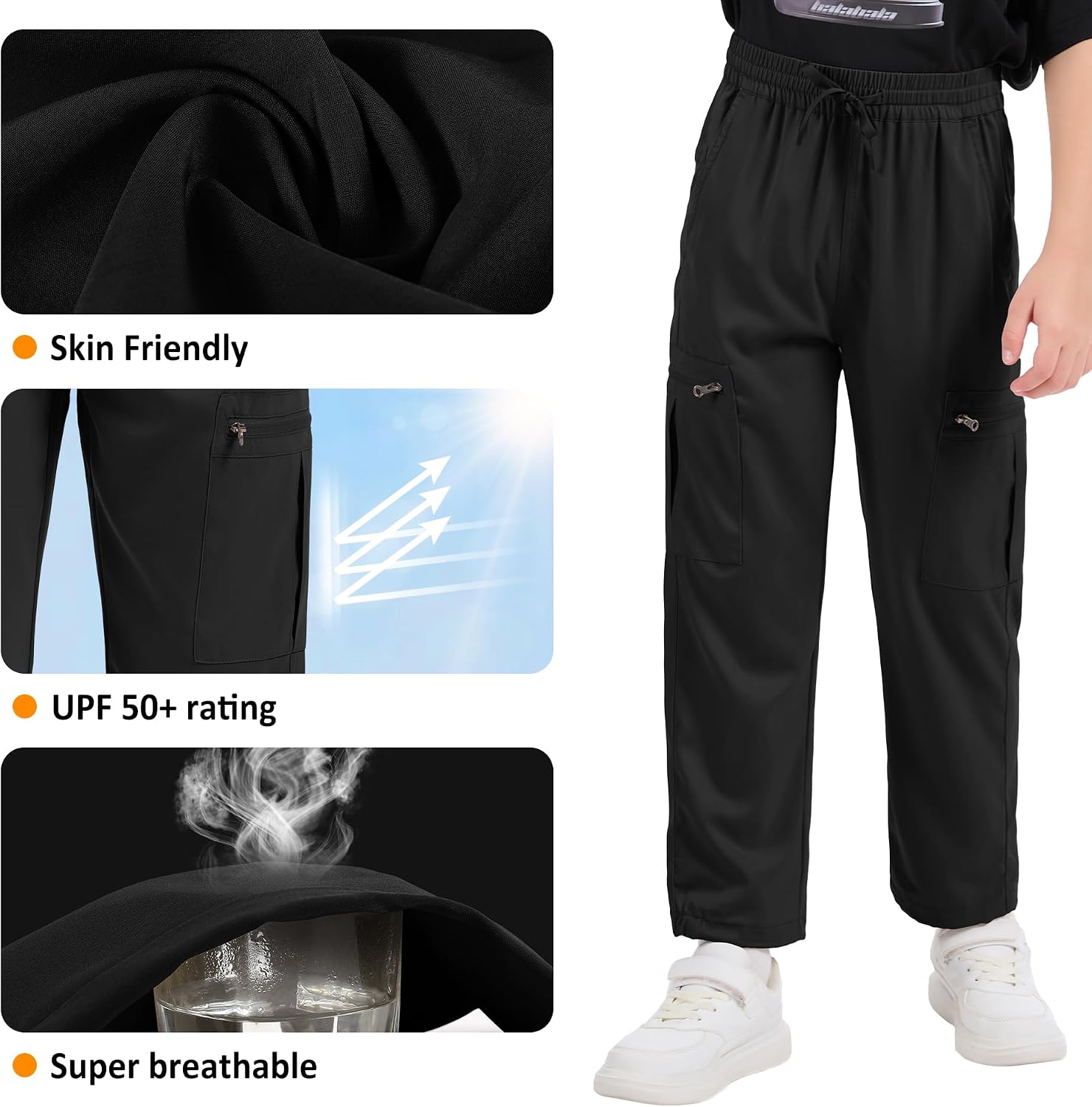 Boys Hiking Pants Kids' Cargo Quick Dry Lightweight Youth Outdoor Camping Fishing Scout Pants