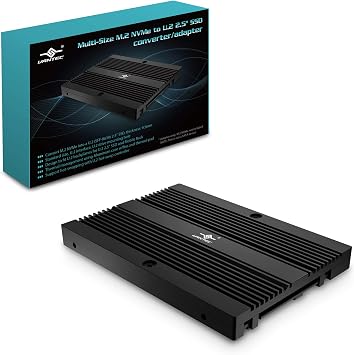 Vantec Multi-Size M.2 NVMe to U.2 SFF-8639 2.5" SSD Adapter MRK-NVM2U2-BK, Convert M.2 NVMe into U.2, Not for SATA, Black, Size 3.9 x 2.7 x 0.4 inches / 100 x 70 x 9.5mm