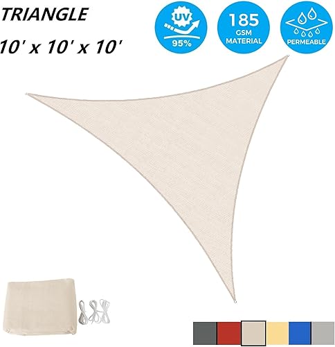 Miniatura 2 de AsterOutdoor - Toldo parasol triangular de 10 x 10 x 10 pies, Toldo con bloqueador ultravioleta para patio, patio trasero, césped, jardín,