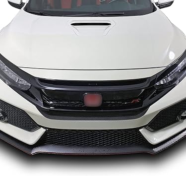 Gomu Front Bumper Accent Graphic Overlay Pre Cut Vinyl Decal Compatible with Honda Civic 2016-2021 - Carbon Fiber Black