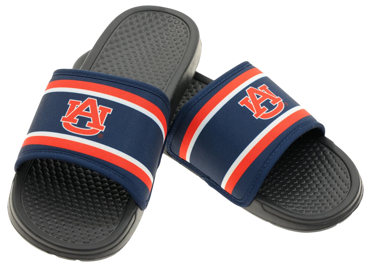 FOCO NCAA Printed Team Logo and Color Stripes Comfortable Slide Sandals
