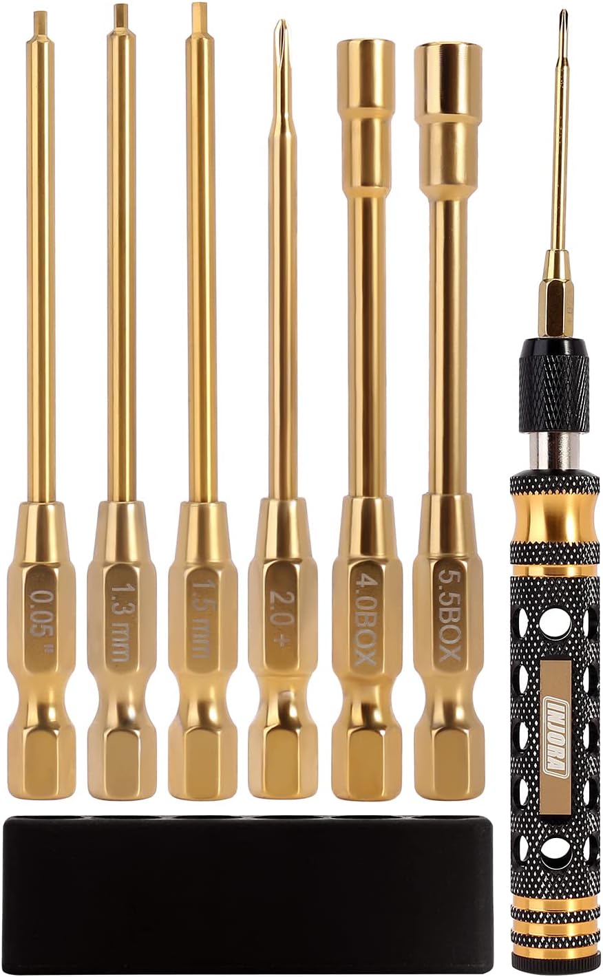 INJORA RC Tool Kit 6 in 1 Screwdriver Quick Change Allen Key Hexagon Screwdrivers for SCX24 Gladiator Bronco C10 JLU Deadbolt FMS FCX24 Micro Crawler Car