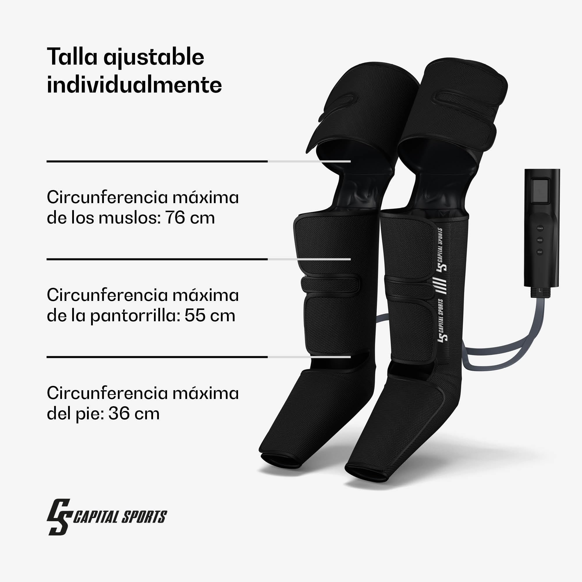 Capital Sports ReCrest Masajeador de Piernas – Masaje Completo de Piernas y Pies con Calor, 6 Modos, 3 Intensidades, 4 Cámaras de Presión para Alivio Muscular, Control Remoto y Temporizador Automático