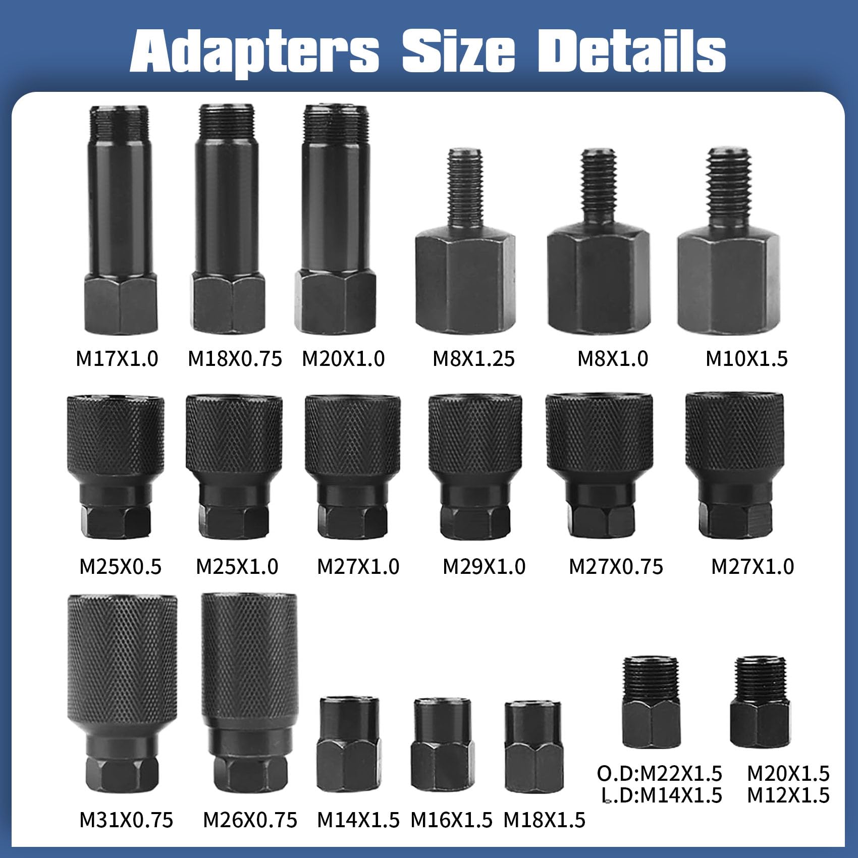 DOCAS 24 Piezas Extractor de Inyectores Diésel,Extractor de inyector neumático con Adaptador